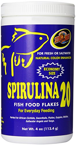 Eläintarha Med Spirulina 20 -hiutaleiden kalaruoka, 4 unssia